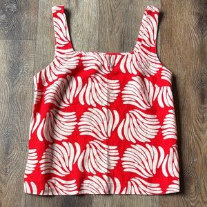 Women’s Red and White Swirl Shell Print Tank Top XS NWT